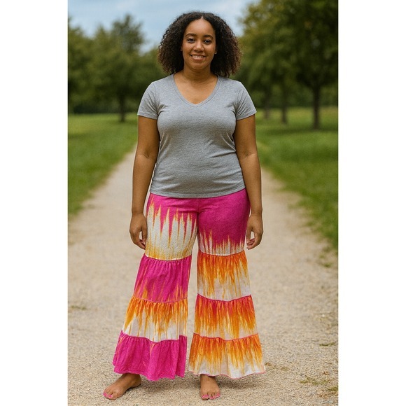 Unbranded Other - Unbranded Women Medium Tie Dye Palazzo Pants Boho Festival Wide Leg Smock Waist